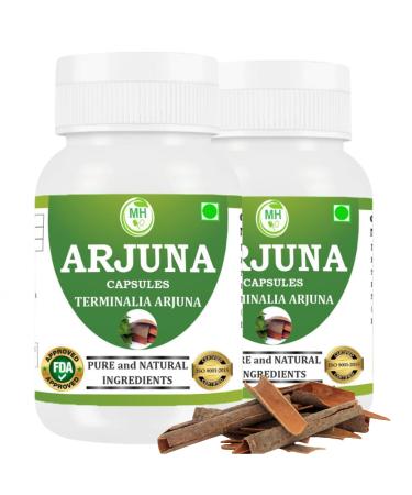 Arjuna Capsules Organic Terminalia Arjuna Extract 500mg | Ayurvedic Herb | Supports General Wellness | Vegan Gluten-Free Non-GMO Herbal Supplement (120 Caps) 60 Count (Pack of 2)
