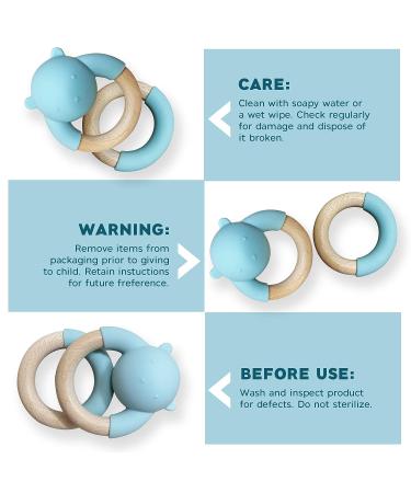Generic Teething Toy for Babies 6-12 Months - Beech Wood Baby Teether Ring - Silicone Teether for Boys and Girls 4 Months and Up - Buy Online on GoSupps.com