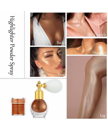 Bronze Body Glitter Spray Highlighter for Hair and Body - Cosmetic Shimmer Makeup Sparkle for Women - Includes 1 Jar of Refills - Buy Online on GoSupps.com