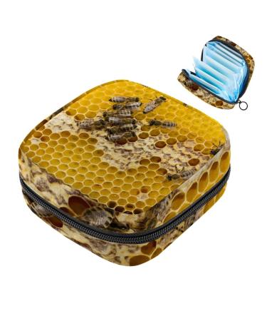Honeycomb Bees Yellow Sanitary napkin-Stahrlichte Pocket menstrual pad pocket Servant menstrual cup pocket with zipper for teenagers girls women women