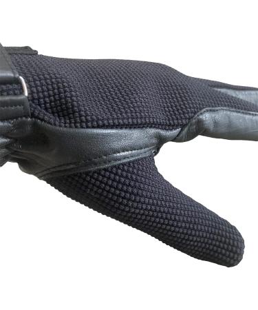 Ladies Equestrian Horse Riding Gloves - Real Leather & Cotton, Black (Medium) - Buy Online on GoSupps.com