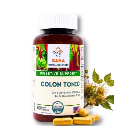 Sana Herbal Colon Tonic Formula | Intelligent Colon Cleanse & Constipation Relief | 8-Element Deep Colon Detox | All-Natural | Weight Flush Effect | Easy-to-Swallow Capsules | by Dr. Marco Sikaffy