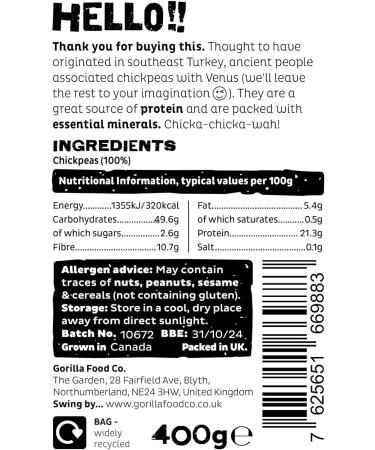 Gorilla Food Co. Chickpeas Dried - 400g - Buy Online on GoSupps.com