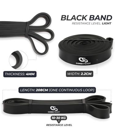 Coresteady Pull Up Bands & Resistance Bands - Heavy Duty Rubber Loop Band for Men & Women - Build Muscle & Power - Fitness Training Aid - Black - Buy Online on GoSupps.com