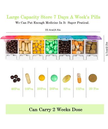 Push Button 7-Day Pill Case | Arthritis-Friendly Medicine Planner & Vitamin Organizer - Large Compartments for Easy Use - Buy Online on GoSupps.com