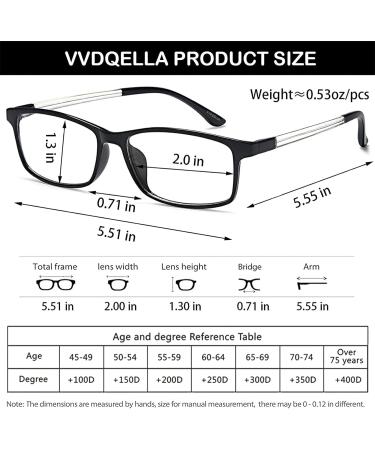 VVDQELLA Blue Light Blocking Reading Glasses for Men & Women - Anti-Glare Scratch-Resistant TR90 Lightweight Frame (Black 1pc 2.00x - Buy Online on GoSupps.com