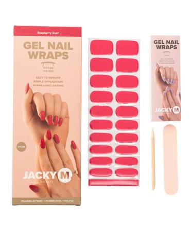 Jacky M JACKY M. Pack of 20 Gel Nail Adhesive Films - Raspberry Rush - UV/LED Curing