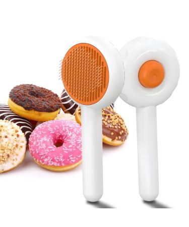 Occupation for catering brushes for cats and dogs self-cleaning plucking brush to remove loose undercoats and matted hair fur for short or long-haired cats/dogs (white-c) donuts white