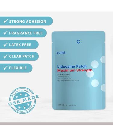 Curist Lidocaine Patches - Maximum Strength Pain Relief for Back, Neck & Sore Muscles - 20 Clear Patches - 4% Lidocaine - Buy Online on GoSupps.com