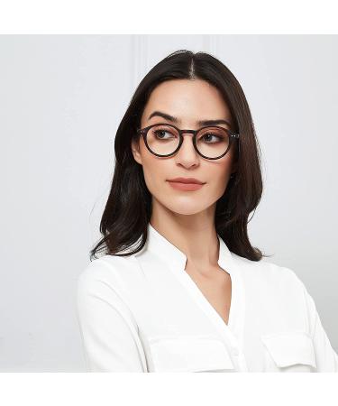 JOOX Blue Light Blocking Reading Glasses for Women - Round Anti Glare Readers 2.0x with Spring Hinge in Brown Tortoise - Buy Online on GoSupps.com