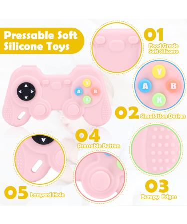 2 Pack Baby Teether Remote Control Toy - Silicone Teething Toy for Babies 6-12 Months - Pink+Grey - Buy Online on GoSupps.com