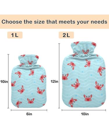NAANLE Sea Wave Crabs Hot Water Bottle - 2L Transparent Heat Bottle for Back Pain Relief & Cold Therapy Hand & Foot Warmer - Buy Online on GoSupps.com