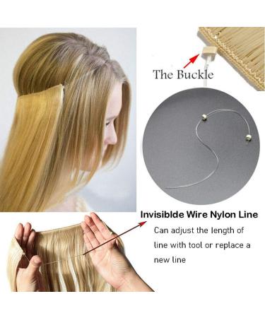 Invisible Secret Hidden Wire in Hair Extensions 20 Inches Long Wavy Curly Synthetic No Clip in Hairpieces Miracle Translucent Fish Line Medium Brown - Buy Online on GoSupps.com