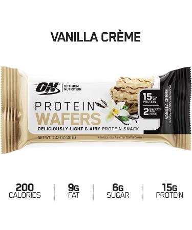 Optimum Nutrition Protein Wafers Vanilla Creme - 9 Pack (1.42 oz Each) | High Protein Snack - Buy Online on GoSupps.com