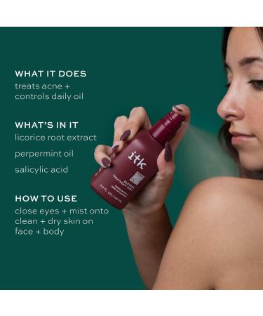 ITK Salicylic Acid Blemish Mist - Acne Treatment for Oily Skin Dark Spot Corrector Vegan & Cruelty-Free 3.3 Fl Oz - Buy Online on GoSupps.com