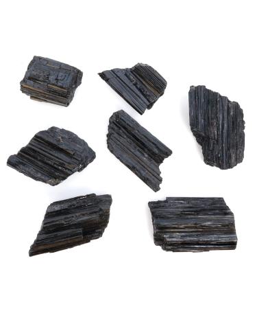 DANCING BEAR Black Tourmaline Crystals Bulk (1/2 LB Large Pieces), Includes: (1) Selenite Stick & Information Cards, Rough Raw Natural Stones for Good Vibes, Reiki Energy, Made in USA 1/2 Pound Large