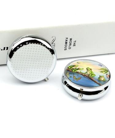 Portable Frog Print Pill Box - 3 Compartment Travel Pill Organizer for Purse & Pocket - Buy Online on GoSupps.com