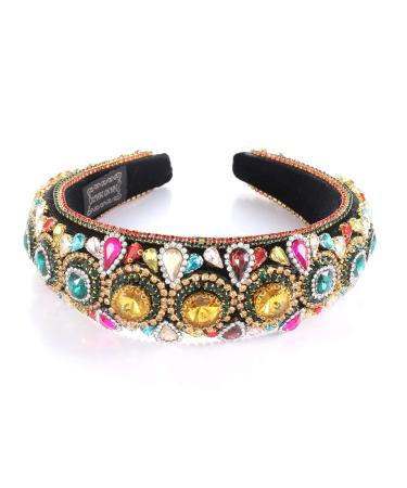 Baroque Rhinestone Padded Headband - Colorful Crystal Embellished Hairband for Women and Girls - Buy Online on GoSupps.com