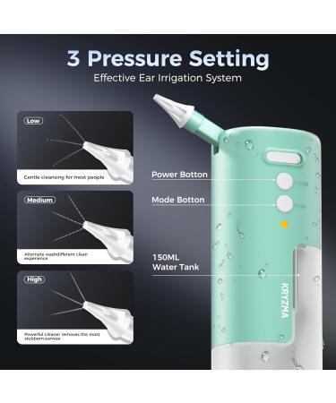 Kryzma 2-in-1 Ear Wax Removal Tool - Safe & Effective S08 Triple Jet Stream Cleaner | Portable Waterproof Rechargeable Kit with 6 Reusable Tips - Green - Buy Online on GoSupps.com