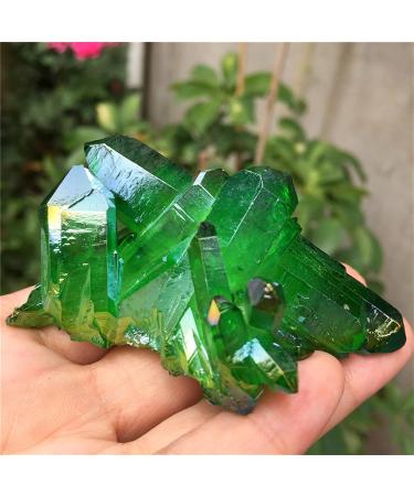 Green Aura Crystal Cluster Angel Aura Titanium Quartz Crystal Stunning Rainbow Specimen Minerals Reiki yuebang Reiki Crystal Stone (Size : 120-150g) - Buy Online on GoSupps.com