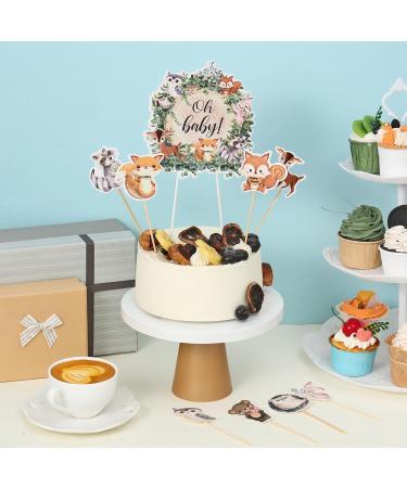 49 Pcs Woodland Cupcake Toppers Floral Leaf Boho Woodland Animal Creatures Cake Toppers for Woodland Baby Shower Party Decor (Leaf Style) - Buy Online on GoSupps.com
