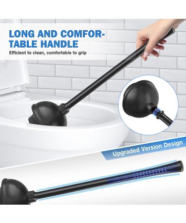 Silicone Toilet Brush and Heavy Duty Plunger Set with Holder - 2-in-1 Bathroom Cleaning Combo (Black) - Buy Online on GoSupps.com