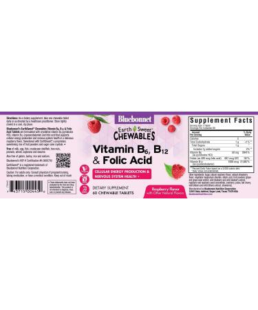 Bluebonnet Nutrition Vitamin B6 B12 + Folic Acid Raspberry Chewables - 60 Tablets - Buy Online on GoSupps.com