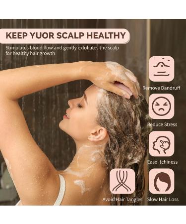 BuauSly Silicone Scalp Massager Brush for Hair Growth and Dandruff Treatment - Salmon Pink - Buy Online on GoSupps.com