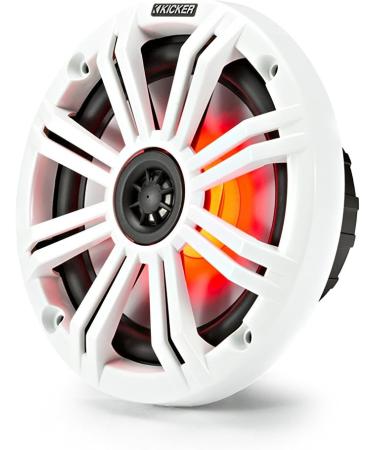 Kicker KM 6.5 Marine Speakers with UV Treatment, Charcoal/White Grilles & 7 Color LED System - Buy Online on GoSupps.com