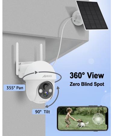 ANRAN 2K Solar Outdoor Security Camera with 360 View, Smart Siren, Spotlights, Color Night Vision, PIR Detection | Pan Tilt Control, 2-Way Talk, IP65 | White - Buy Online on GoSupps.com