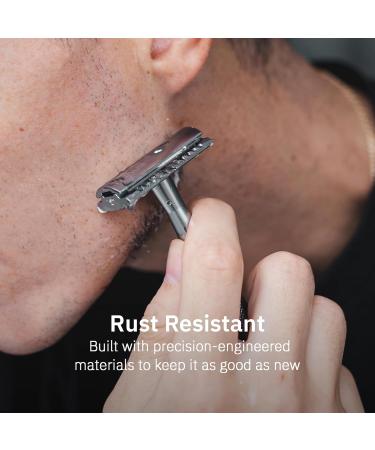 BOVEM Align Razor Premium Single Blade Safety Razor for Men | Double Edge Shaving with Stand & 5 Blades | Space Grey - Buy Online on GoSupps.com