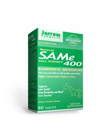 Jarrow Formulas Natural SAM-e (S-Adenosyl-L-Methionine) 400 400mg 60 Enteric-Coated Tablets