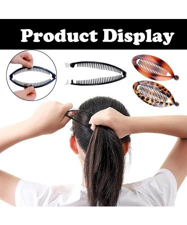 Banana Hair Clip 4 PCS Banana Clip Banana Clips for Hair Beauty Fashion Accessories Ponytail Holder Clip for Girls and Ladies with Various Hairstyles Double Banana Clip Set - Buy Online on GoSupps.com