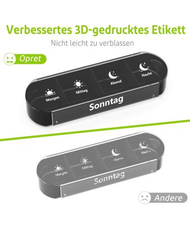 Weekly Pill Organizer - Opret 7-Day Medication Box with 4 Compartments for Morning Noon and Night - Black Tablet Storage Solution - Buy Online on GoSupps.com