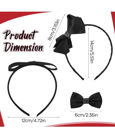 Greoer 2 Pieces Black Ribbon Headband Satin Black Bowknot Hairband with 2 Pieces Black Hair Bows Bow Headband Hair Accessories for Girls for Birthday Daily Decoration Back to School Accessories - Buy Online on GoSupps.com