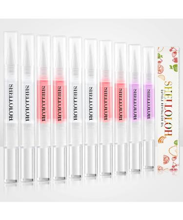 Shelloloh Cuticle Oil for Nails 10Pc Nail Oil Cuticle Set for Nourishing Dry Damaged Cuticles 5 Kinds of Flavor Cuticle Revitalizer Oil Pen with Soft Brush 2