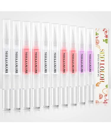 Shelloloh Cuticle Oil for Nails 10Pc Nail Oil Cuticle Set for Nourishing Dry Damaged Cuticles 5 Kinds of Flavor Cuticle Revitalizer Oil Pen with Soft Brush 2 - Buy Online on GoSupps.com
