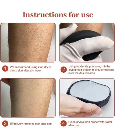 Jasni Crystal Hair Remover Stone Painless Exfoliation Hair Removal Tool Nano Crystal Hair Eraser for Women Men Physical Epilator Trimmer for Arms Legs Back Fast Easy Exfoliate (black+blue) - Buy Online on GoSupps.com