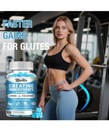 8000MG Creatine HMB Monohydrate Gummies for Men & Women - L-Carnitine L-Taurine & Vitamin B6 12 10X Absorption 8 Gram of Creatine Monohydrate per Serving Blueberry Flavor Gummy 90 Counts 90 Count (Pack of 1) - Buy Online on GoSupps.com