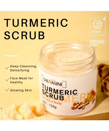 LANTHOME Turmeric Body Scrub | Deep Cleansing Exfoliator for Dark Spots | Moisturizing & Nourishing Skin - 150g - Buy Online on GoSupps.com