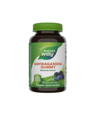 Nature's Way Ashwagandha Gummies Reduce Stress with Adaptogenic Herb* 125 mg Per 2-gummy Serving Berry Flavored 90 Gummies (Packaging May Vary)