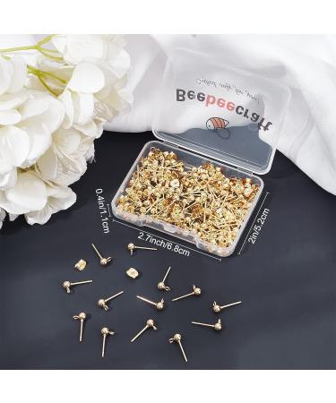 Beebeecraft 100PCS 24K Gold Plated Earring Studs with Butterfly Ear Back - DIY Jewelry Making Kit for Dangle Earrings (15x7mm) - Buy Online on GoSupps.com