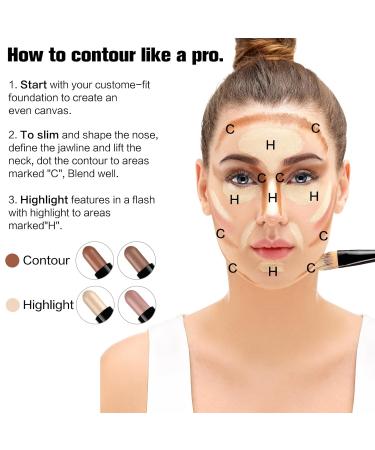 Contour Stick Set - 2Pcs Dual-Ended Highlighter & Contouring Makeup for All Skin Tones | Long Lasting Waterproof Cream Bronzer & Highlighting Pen - Buy Online on GoSupps.com