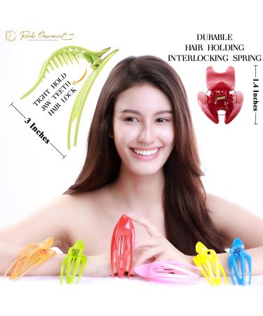 RC Roche 6-Piece French Curved Hair Clips - High-Quality Non-Slip Hair Clamps for Women & Girls - Medium Rainbow Multifoliate - Buy Online on GoSupps.com