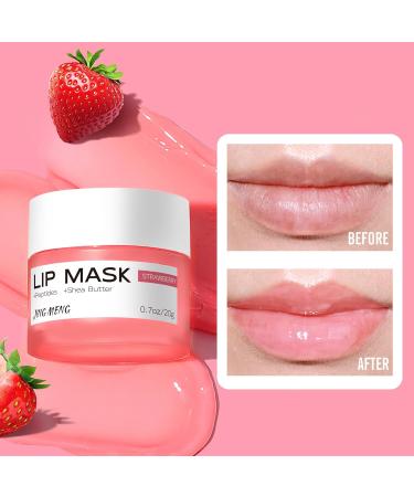 JING MENG Hydrating Lip Sleeping Mask Gloss with Peptides Shea butter for Dry Cracked Lips Ultra-Nourishing Lip Over-night Care Smooths Plumps Softens Strawberry Flavor. 0.7oz - Buy Online on GoSupps.com