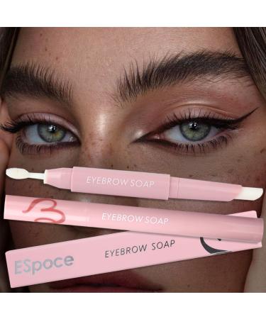 Eyebrow Soap Wax Pen  2 in 1 Brow Gel Waterproof Brow Styling Soap Cream  3D Clear Brow Freeze Shaping Gel with Eyebrow Brush