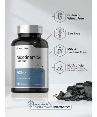 Horb ach Nicotinamide 500mg | 180 Capsules | Flush Free Dietary Supplement | Non-GMO and Gluten Free Vitamin - Buy Online on GoSupps.com