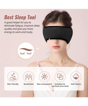 Comfortable 2-in-1 Sleep Mask & Earmuffs | Adjustable Eye Mask for Side Sleepers | Soft Eye Cover for Men & Women - Black - Buy Online on GoSupps.com