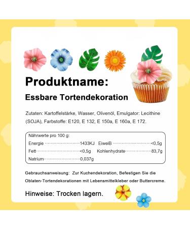 128 Edible Flowers & Leaves for Cake Decoration | Jungle Theme Palm Leaf Wedding & Birthday Parties - Premium Tortendeko - Buy Online on GoSupps.com