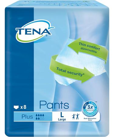 Tena Pants Plus - Extra Absorbent Incontinence Pants for Medium to Strong Bladder Weakness | Discreet & Comfortable | 4 Packs (32 Pieces) - Buy Online on GoSupps.com